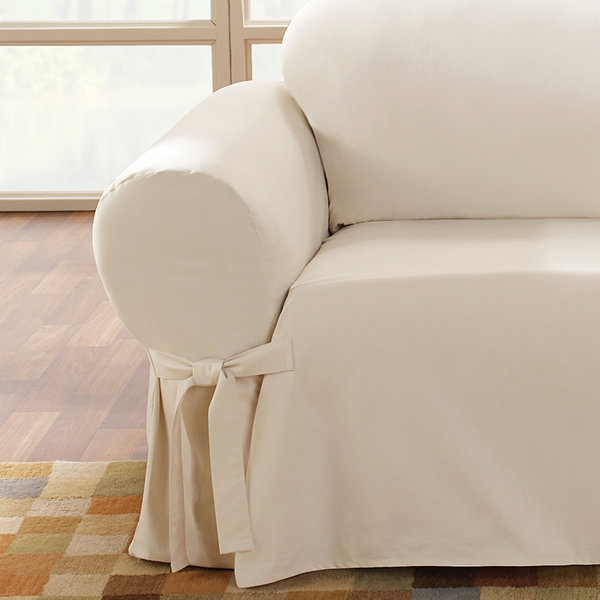 Sure Fit Cotton Duck Box Cushion Loveseat Slipcover & Reviews Wayfair